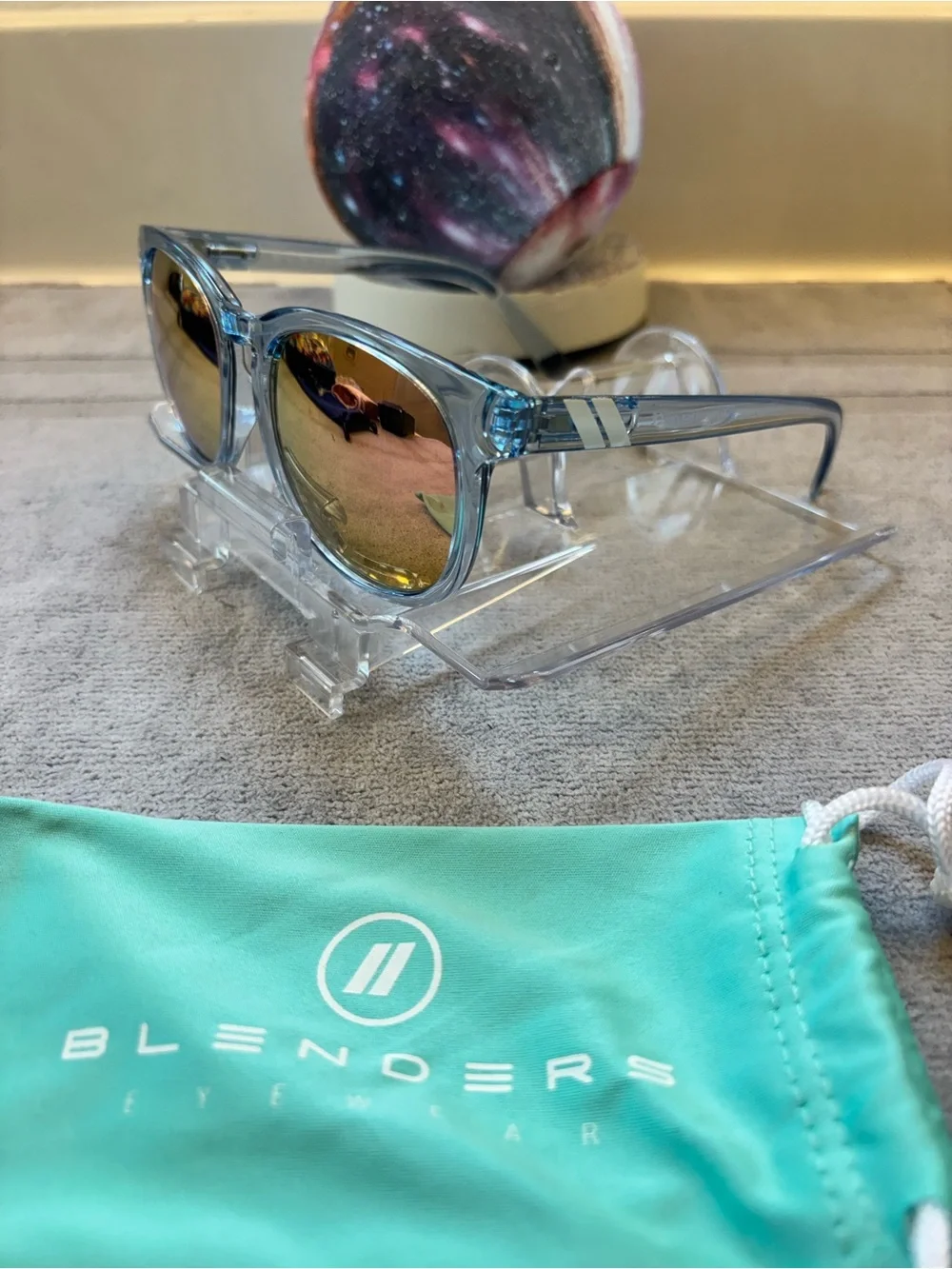 Blenders Kids Clear Blue Frames with Pink Mirrored Lenses